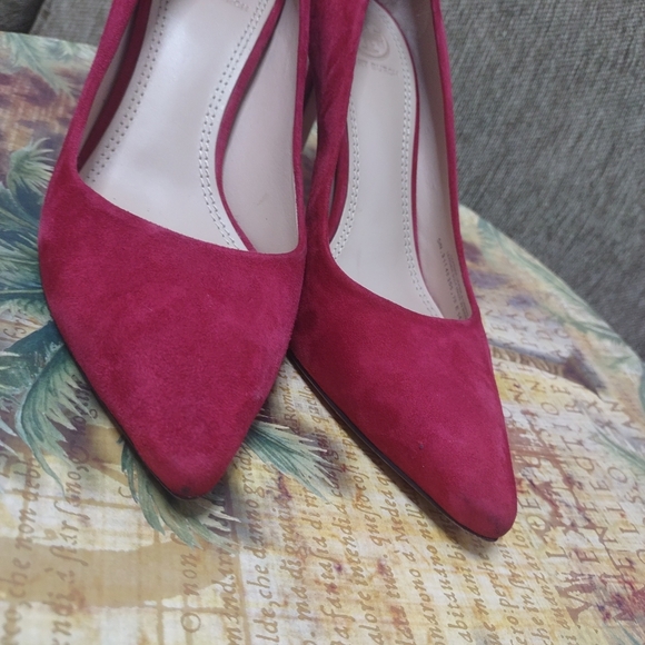 Tory Burch Red Suede Pointed-Toe Pump Classic High Heels Size 7M - Picture 12 of 14
